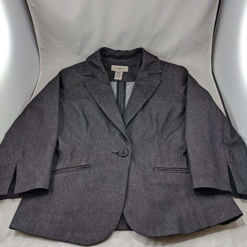 Vintage Covington Womens Black 3/4 Sleeve Denim Jacket S
